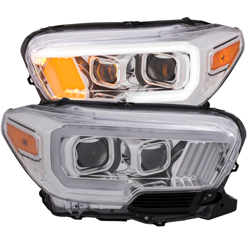 Anzo Toyota Tacoma 16-18 Projector Plank Style Headlight Chrome w/ Amber