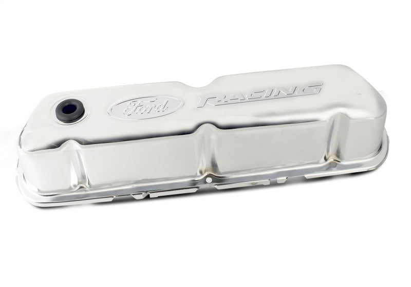 Ford Chrome Steel Valve Cover Set w/Ford Racing Logo FRD302-070