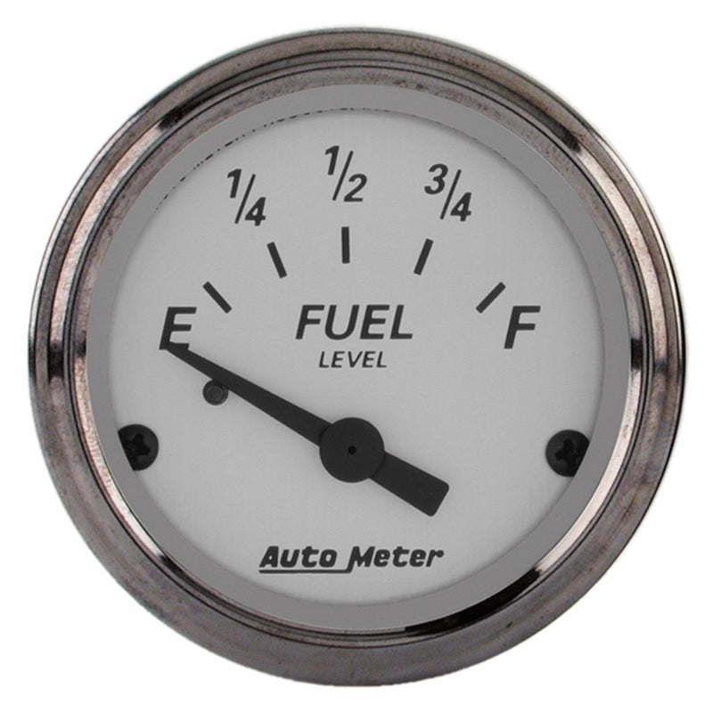 AutoMeter Gauge Fuel Level 2-1/16in. 73 Ohm(e) to 10 Ohm(f) Elec American Platinum 1905
