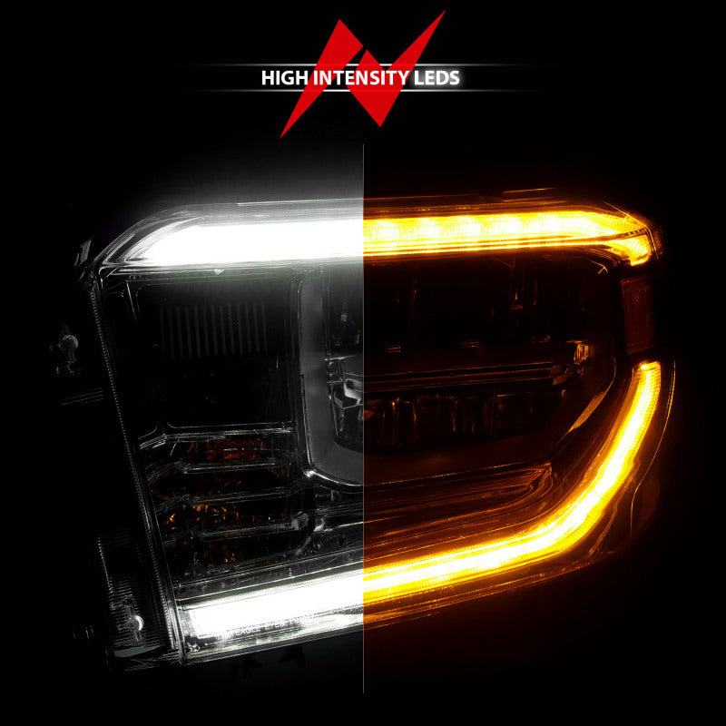 ANZO 2014-2021 Toyota Tundra LED Crystal Headlights w/ Switchback Chrome Housing w/ DRL 111534