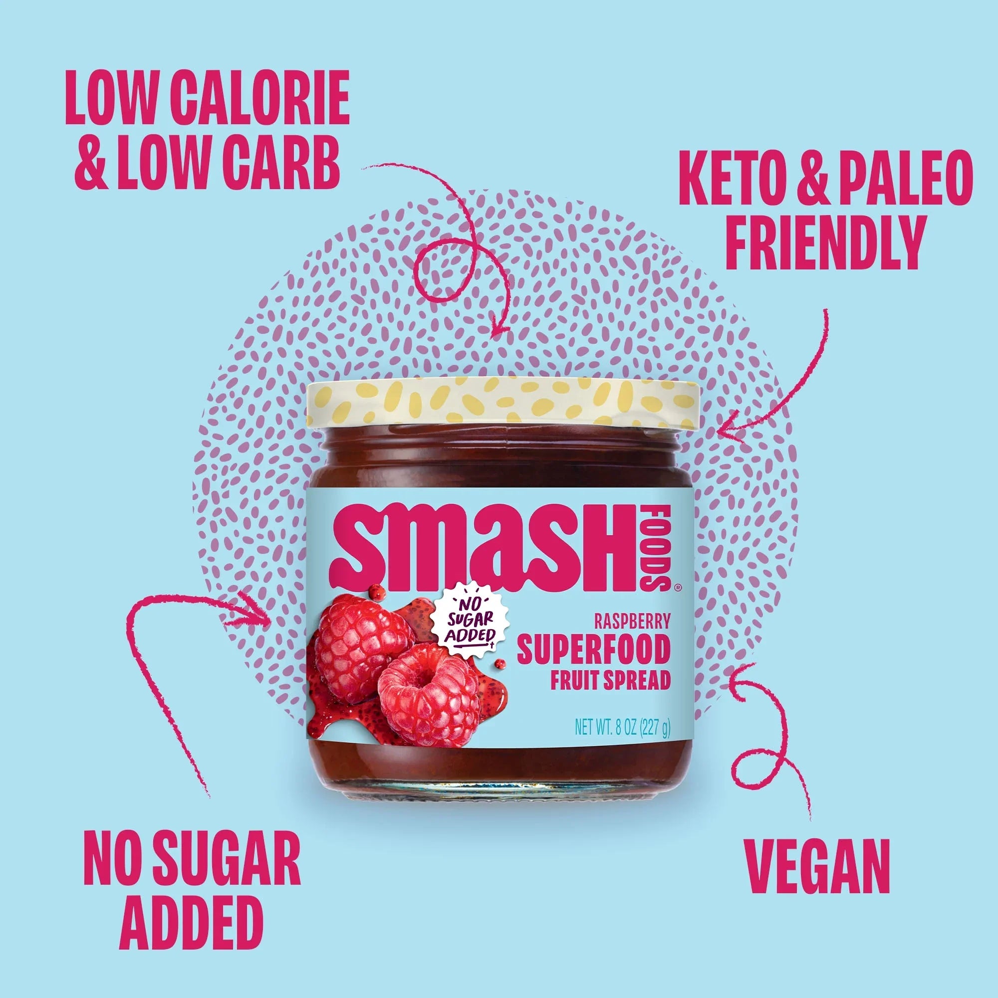 Oswald Chia Smash Raspberry Jam, Case of 6, 8 oz.
