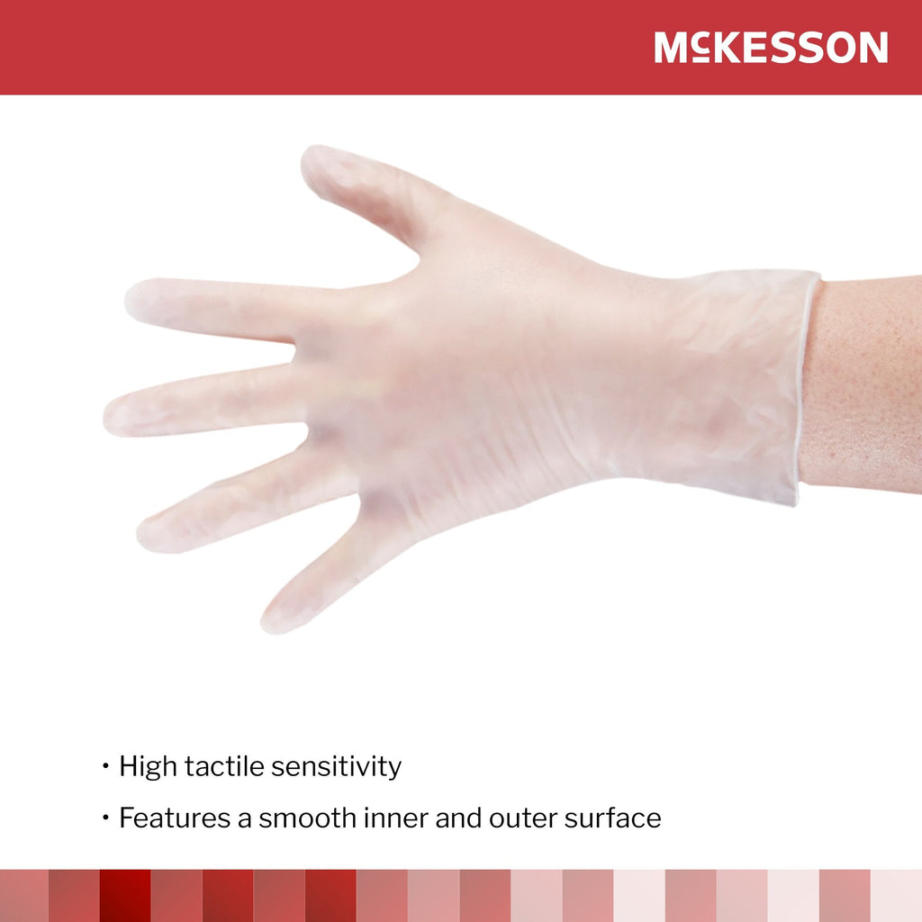 McKesson Vinyl Exam Glove, Small, Clear 14-114