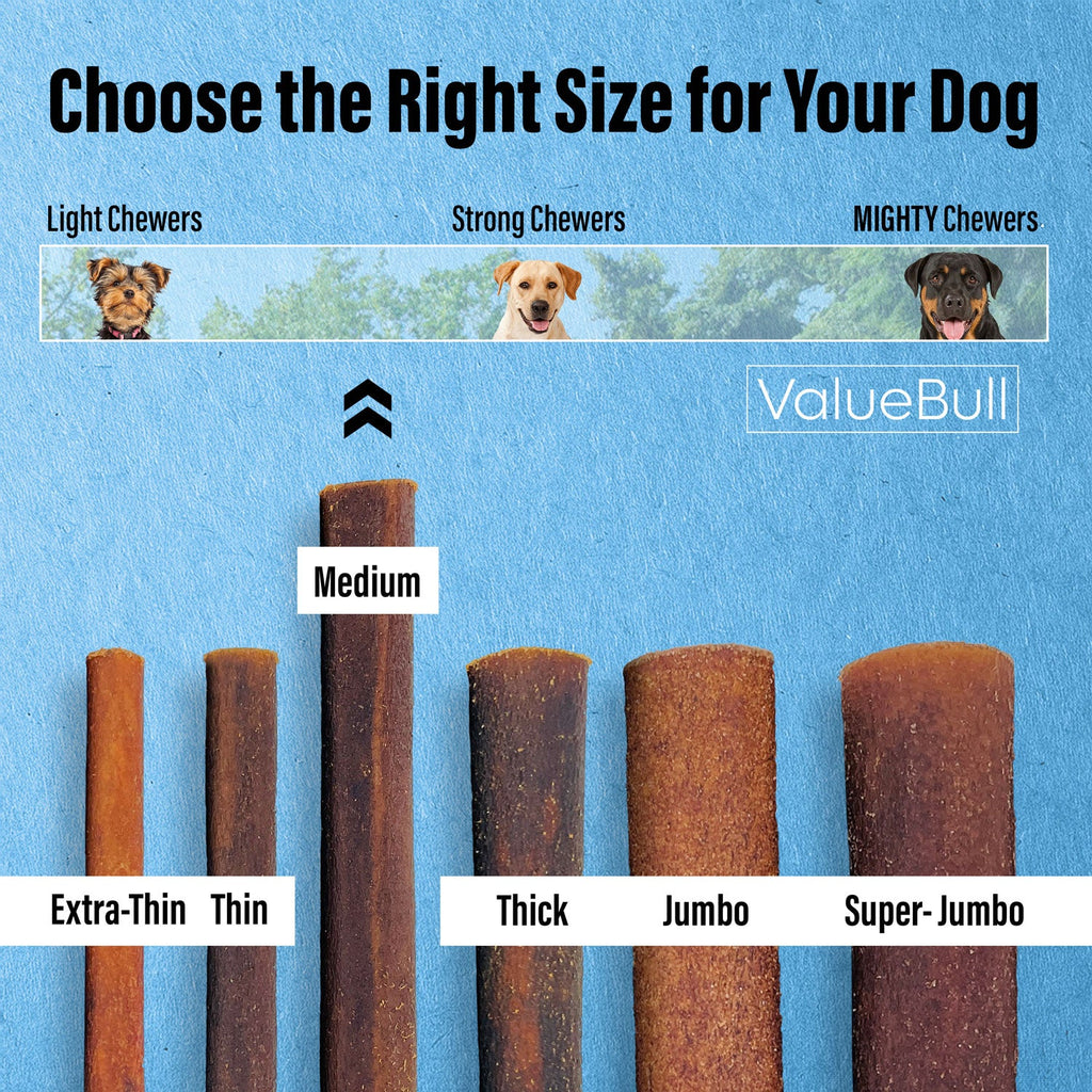 ValueBull Collagen Sticks for Dogs, 6 Inch Medium Chews, Natural Long-Lasting Dog Treats, 50 Count