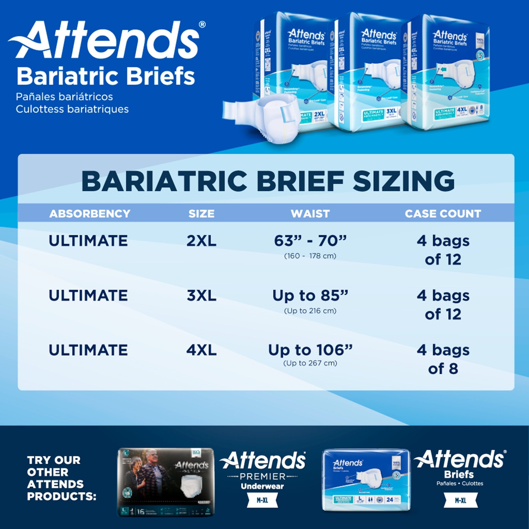 Attends® Bariatric Briefs, 2X-Large DD50