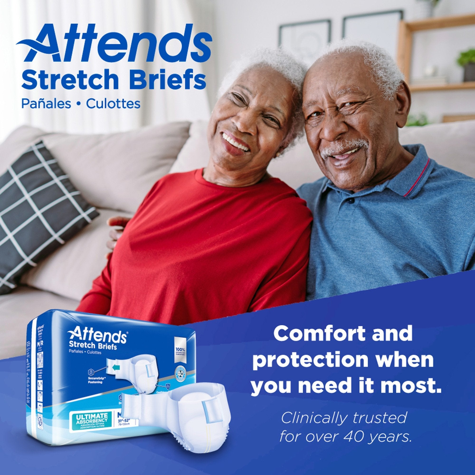 Attends® Stretch Briefs, Medium / Regular DDSMR