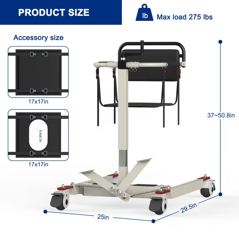 Patient Lift Transfer Chair, Patient Lift Wheelchair for Home and Car Portable Patient Lift Chair Wheelchair Lift for Home, Disabled and Elderly Nursing, Height/Width Adjust