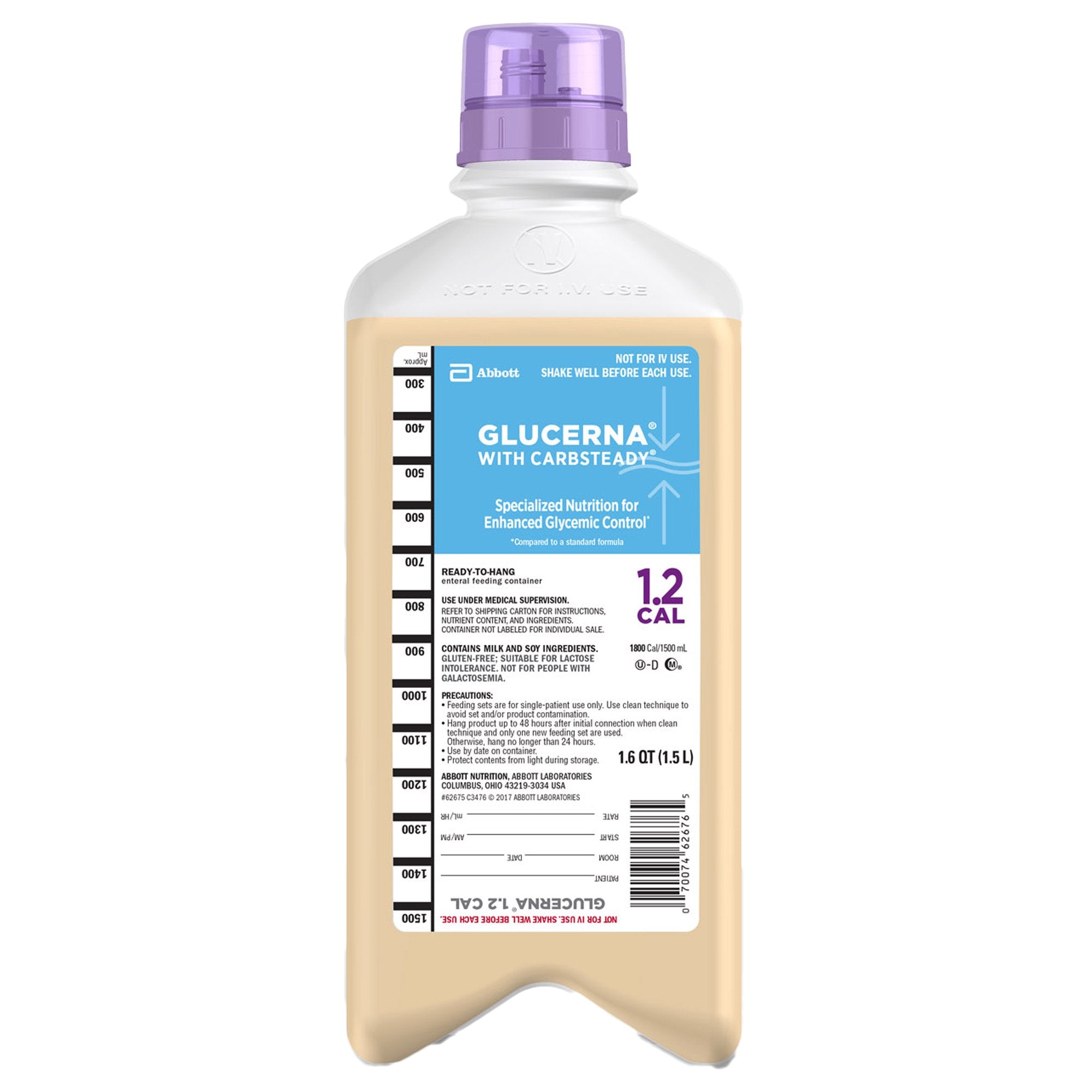 Glucerna with Carbsteady 1.2 Cal Tube Feeding Formula, 1500 mL Carton 62675