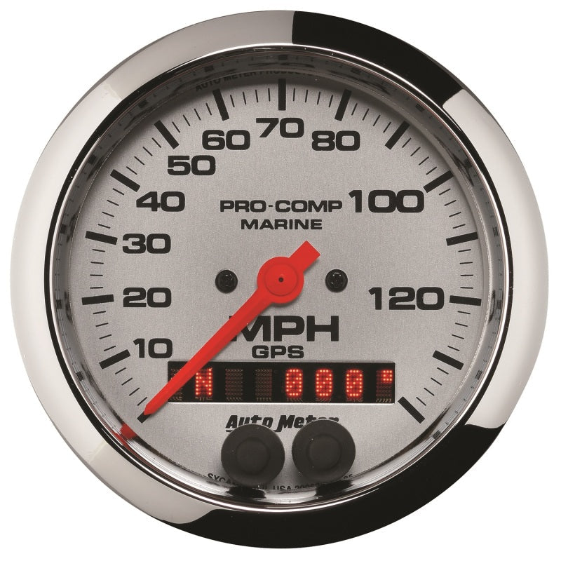 AutoMeter Marine Chrome 3-3/8in 140MPH GPS Speedometer Gauge 200638-35
