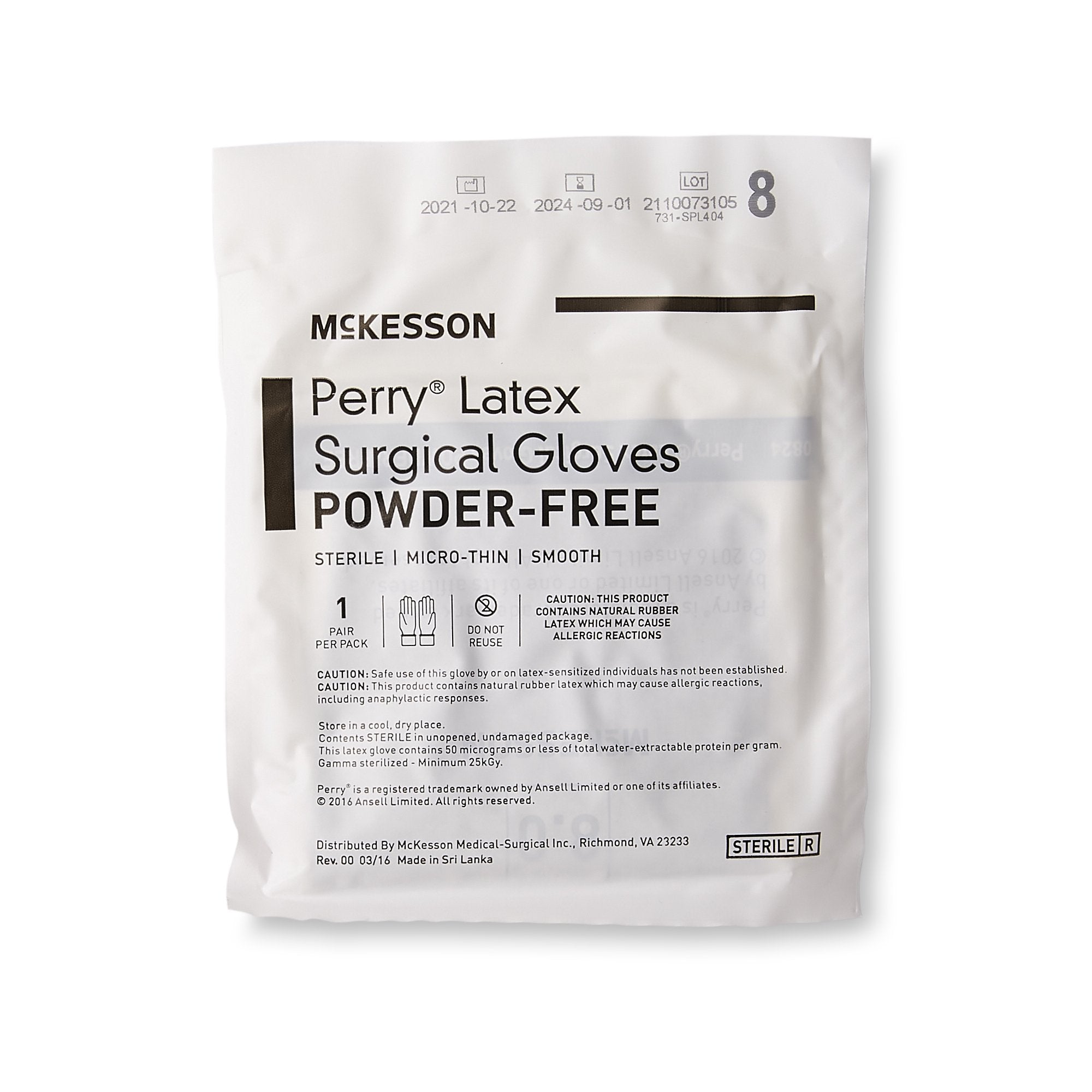 McKesson Perry® Latex Surgical Glove, Size 8, Brown 20-1380N