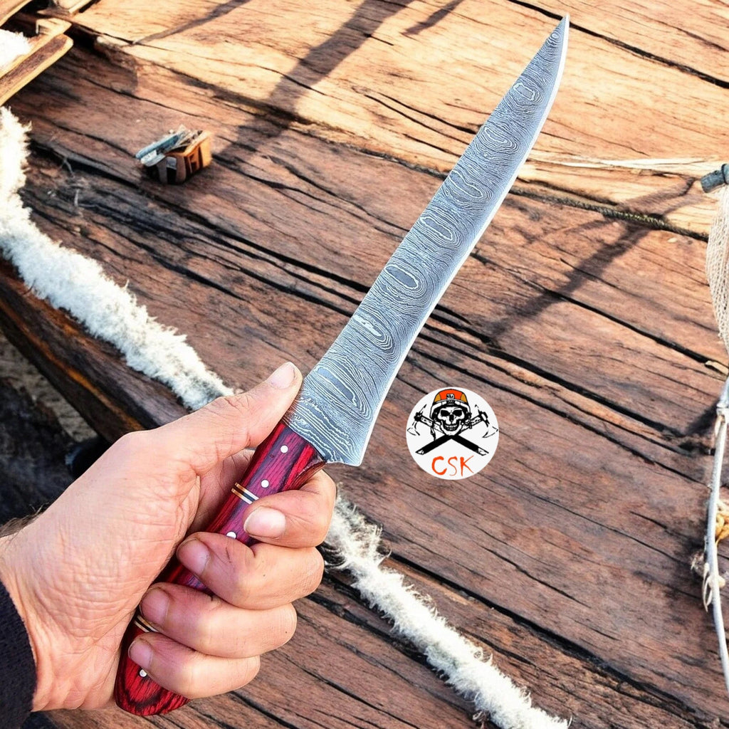 Damascus Fillet Knife – Redwood Elegance Mastercraft Fish Knife - PhishStones Products