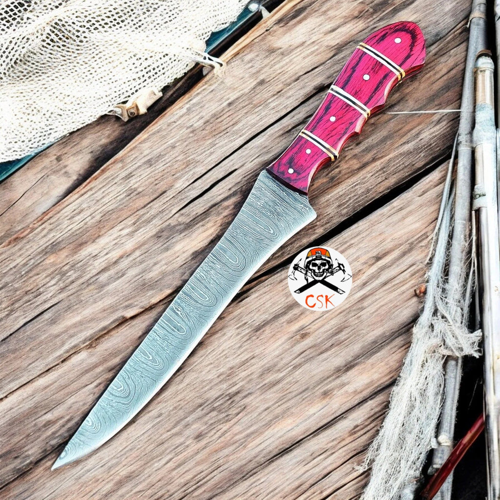 Damascus Fillet Knife – Redwood Elegance Mastercraft Fish Knife - PhishStones Products