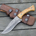 DAMASCUS Hunting KNIFE WITH EXOTIC OLIVE WOOD HANDL - PhishStones Products