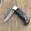DAMASCUS POCKET FOLDING KNIFE CUSTOM POCKET KNIFE HANDMADE 6 1/2" - PhishStones Products