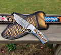 Damascus Ranch Cowboy Knife with PineCone Handle - PhishStones Products