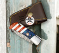Damascus Steel Flag Handle Pocket Knife - PhishStones Products