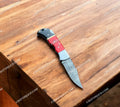DAMASCUS STEEL FOLDING POCKET HANDMADE KNIFE STONE HANDLE+LEATHER SHEATH - PhishStones Products