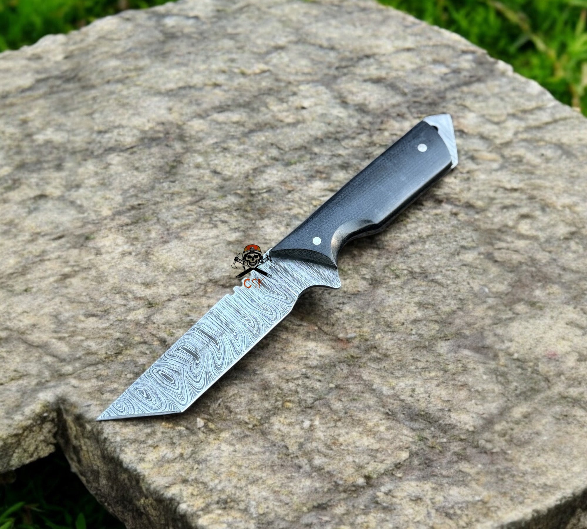 Damascus Steel Tactical Tanto Knife – Full Tang Hunting & Survival Blade with G10 Handle - PhishStones Products