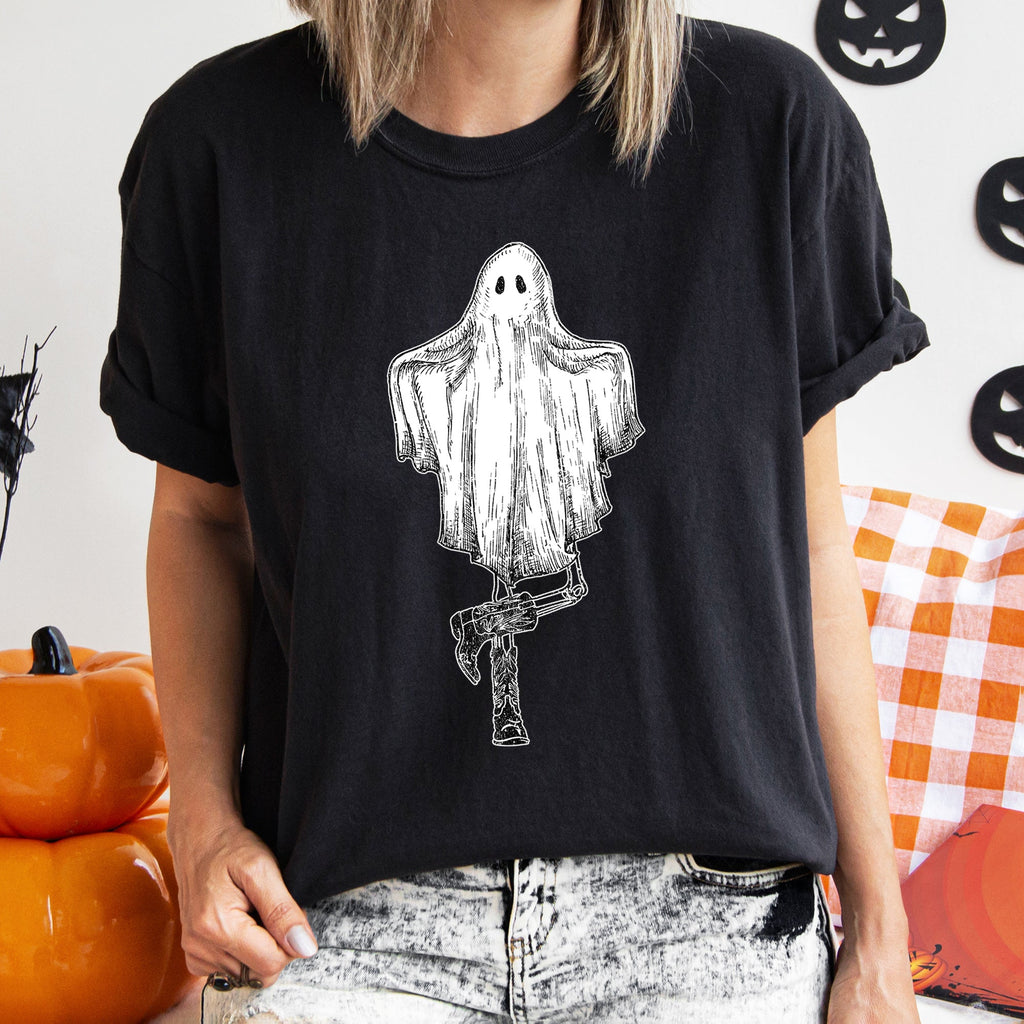 Ghost In Boots Retro Western Halloween Limited Edition Vintage Style Comfort Colors Tee