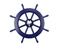 Dark Blue Decorative Ship Wheel with Palm Tree 18""