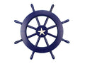 Dark Blue Decorative Ship Wheel with Starfish 18""