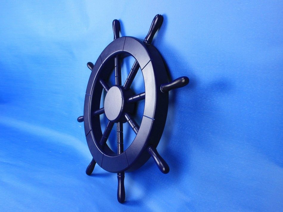 Dark Blue Decorative Ship Wheel 18""