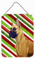 Great Dane Candy Cane Holiday Christmas Wall or Door Hanging Prints Aluminum Metal Sign Kitchen Wall Bar Bathroom Plaque Home Decor Front Door Plaque, 12x16, Multicolor