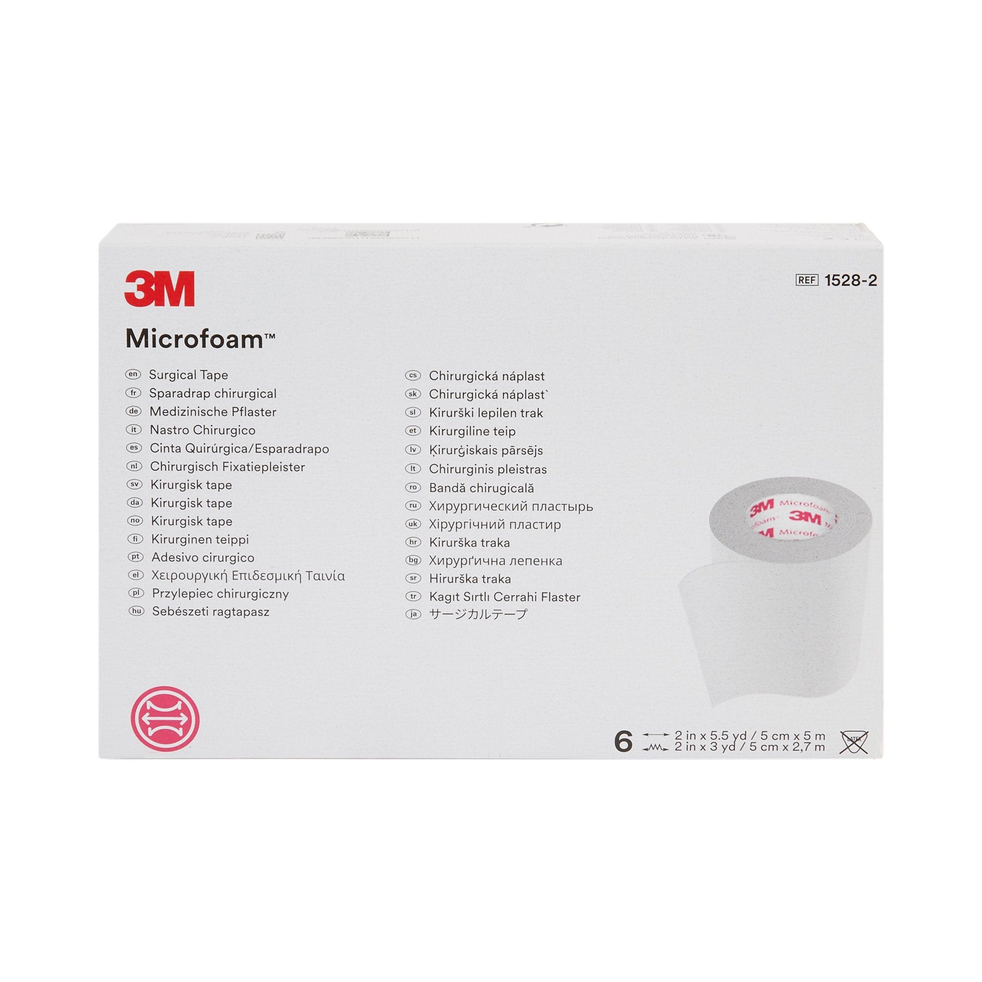 3M™ Microfoam™ Foam / Acrylic Adhesive Medical Tape, 2 Inch x 5-1/2 Yard, White 1528-2