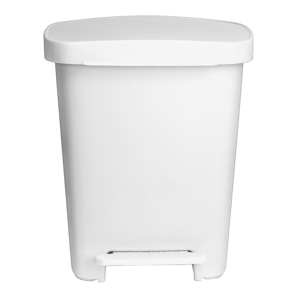 McKesson Waste Can with Step-On Pedal, Plastic, White, 14.37 x 15.16 x 18.9 Inch 16-25269