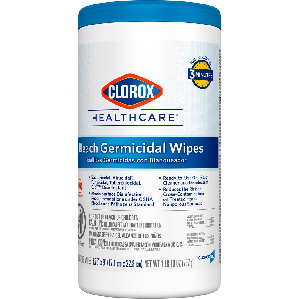 Clorox Healthcare® Bleach Germicidal Wipes, Canister, 70 ct. 35309