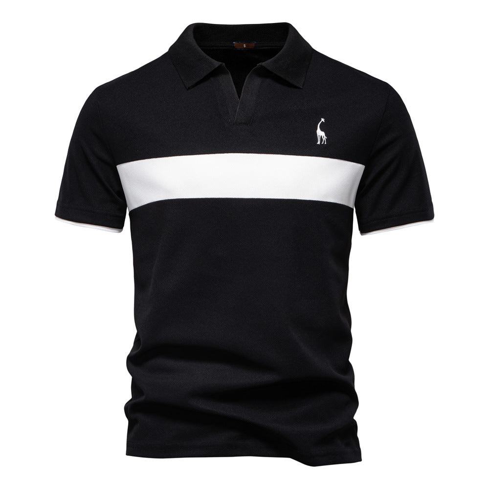 Deer Embroidered POLO Men's Lapel Short-sleeved T-shirt