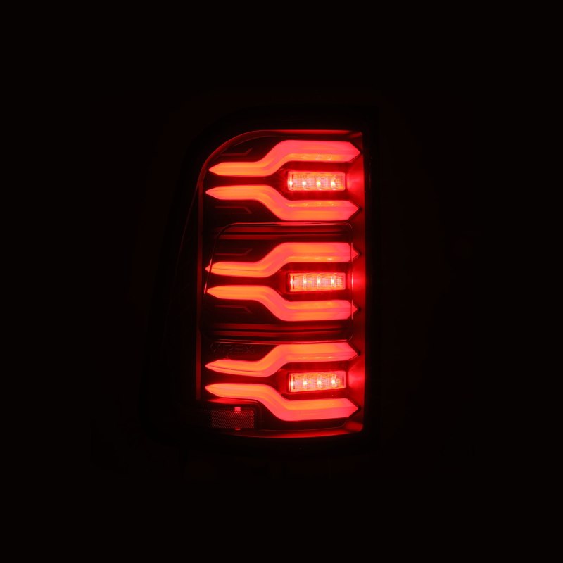 AlphaRex 19-21 Dodge Ram 1500 Luxx-Series LED Tail Lights Black w/Activ Light/Seq Signal 640040 *Discontinued