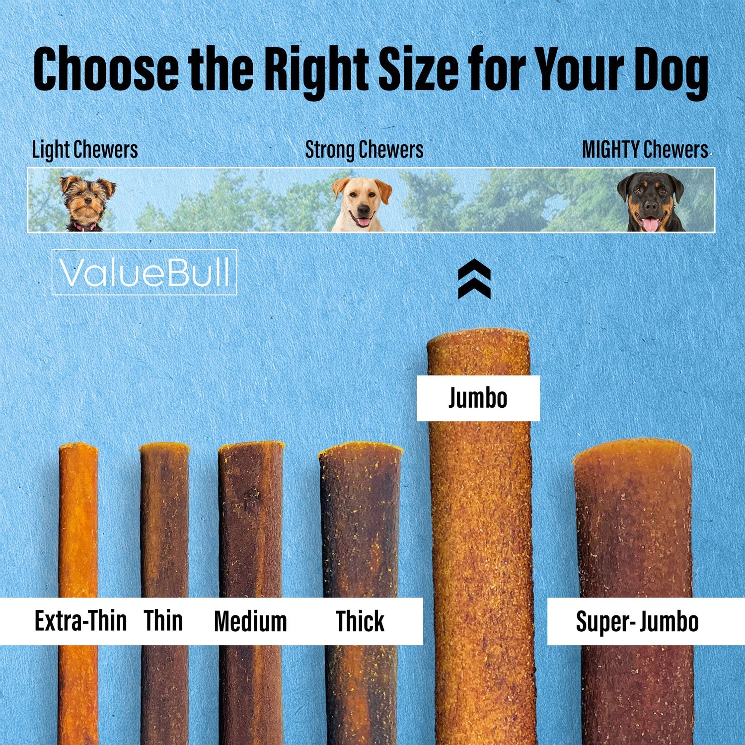 ValueBull Buffalo Collagen Sticks for Dogs, 6 Inch Jumbo Chew, 50 Count