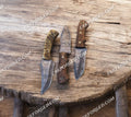 Deal of 3 Custom Handmade 9 - Inch Damascus Fixed - Blade Hunting Knives - Rosewood & Sheap Horn | Premium Hunting Knives Set - PhishStones Products