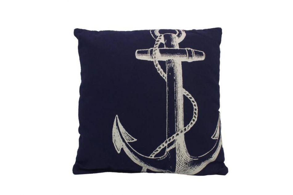 Blue and White Anchor Decorative Throw Pillow 14""