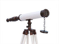 Floor Standing Antique Copper with White Leather Harbor Master Telescope 50""