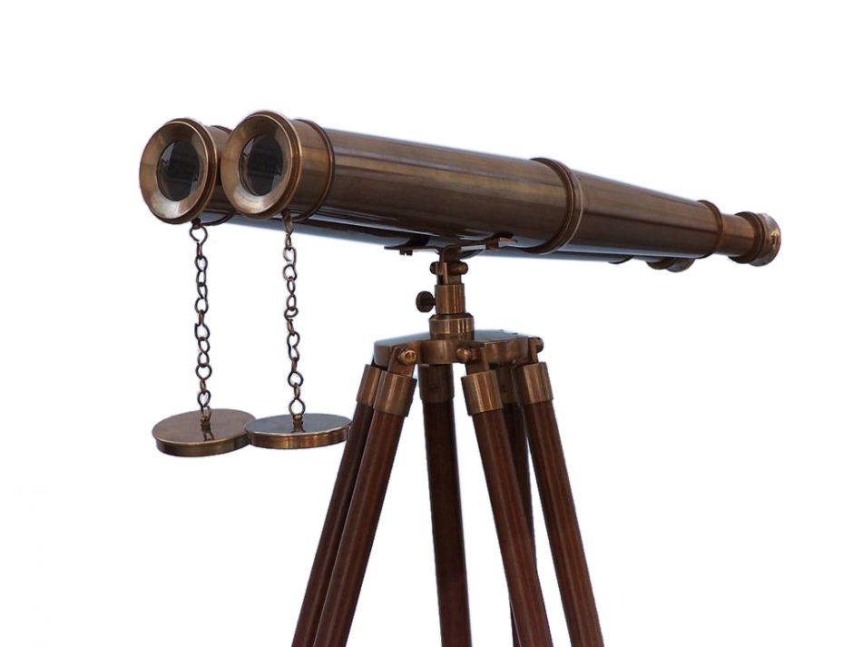Floor Standing Admirals Antique Brass Binoculars 62""