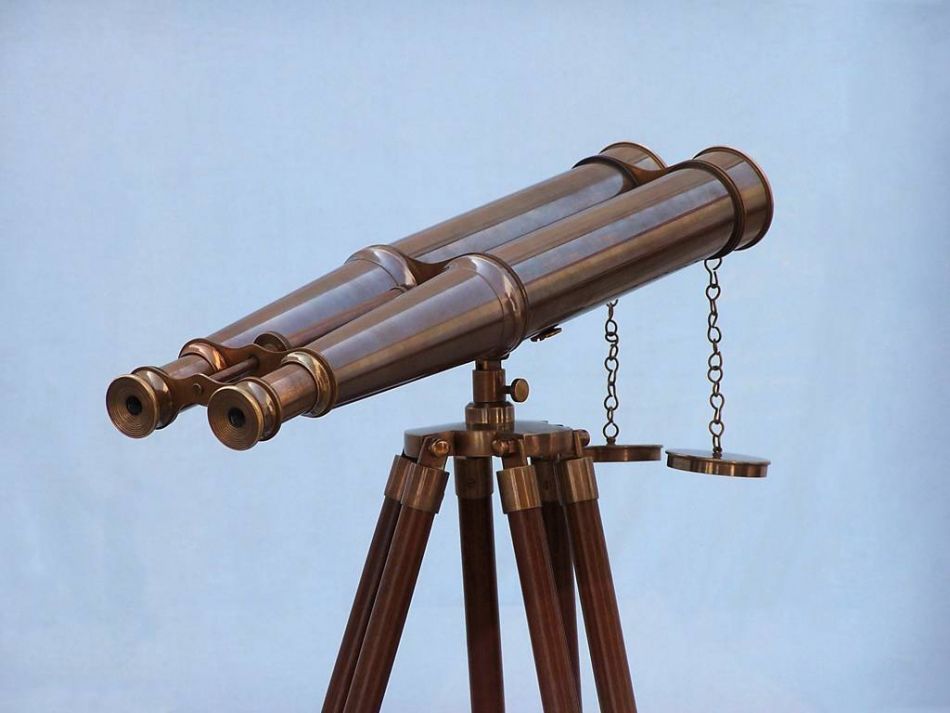 Floor Standing Admirals Antique Brass Binoculars 62""