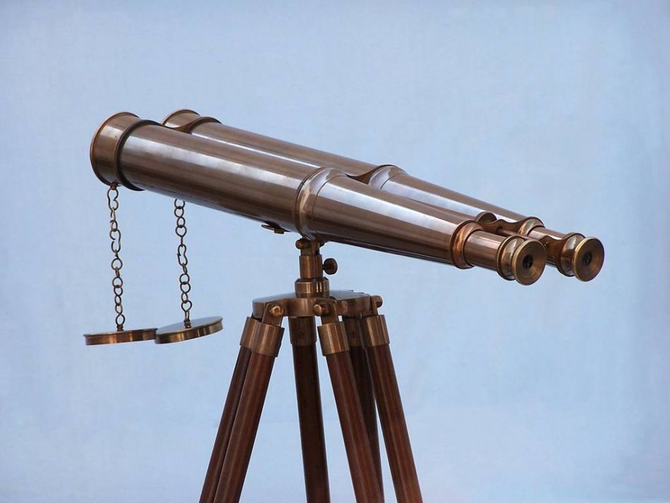 Floor Standing Admirals Antique Brass Binoculars 62""
