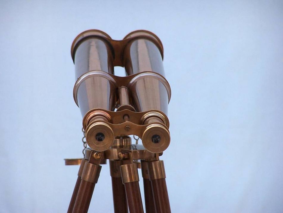 Floor Standing Admirals Antique Brass Binoculars 62""