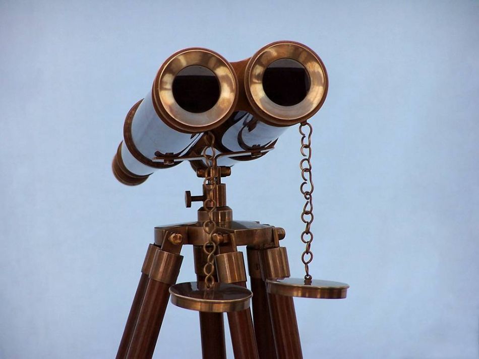 Floor Standing Admirals Antique Brass Binoculars 62""