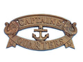 Antique Brass Captain's Quarters Sign 9""