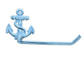 Dark Blue Whitewashed Cast Iron Anchor Toilet Paper Holder 10""