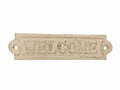 Aged White Cast Iron Welcome Sign 6""