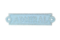 Rustic Light Blue Cast Iron Admiral Sign 6""