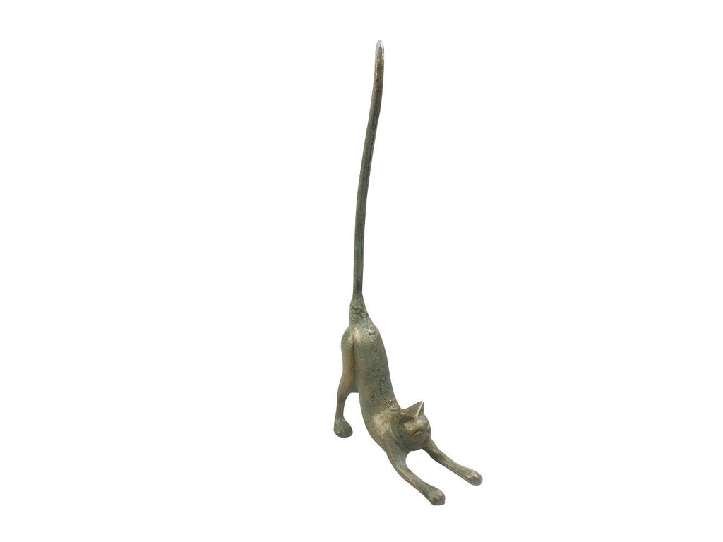 Antique Bronze Cast Iron Sitting Cat Bathroom Extra Toilet Paper Stand 19""