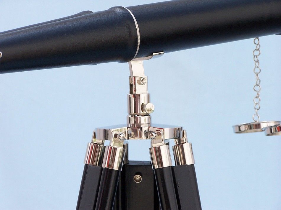 Floor Standing Admiral's Chrome/Leather Binoculars on stand 62""