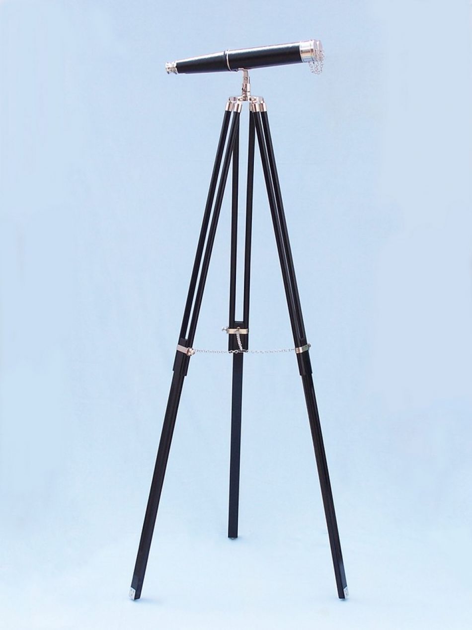 Floor Standing Admiral's Chrome/Leather Binoculars on stand 62""