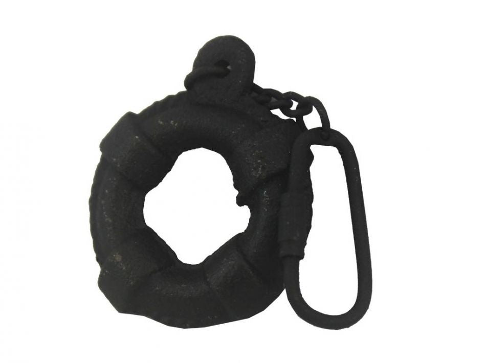 Rustic Black Cast Iron Lifering Key Chain 5""