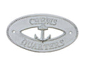 Whitewashed Cast Iron Crews Quarters with Anchor Sign 8""