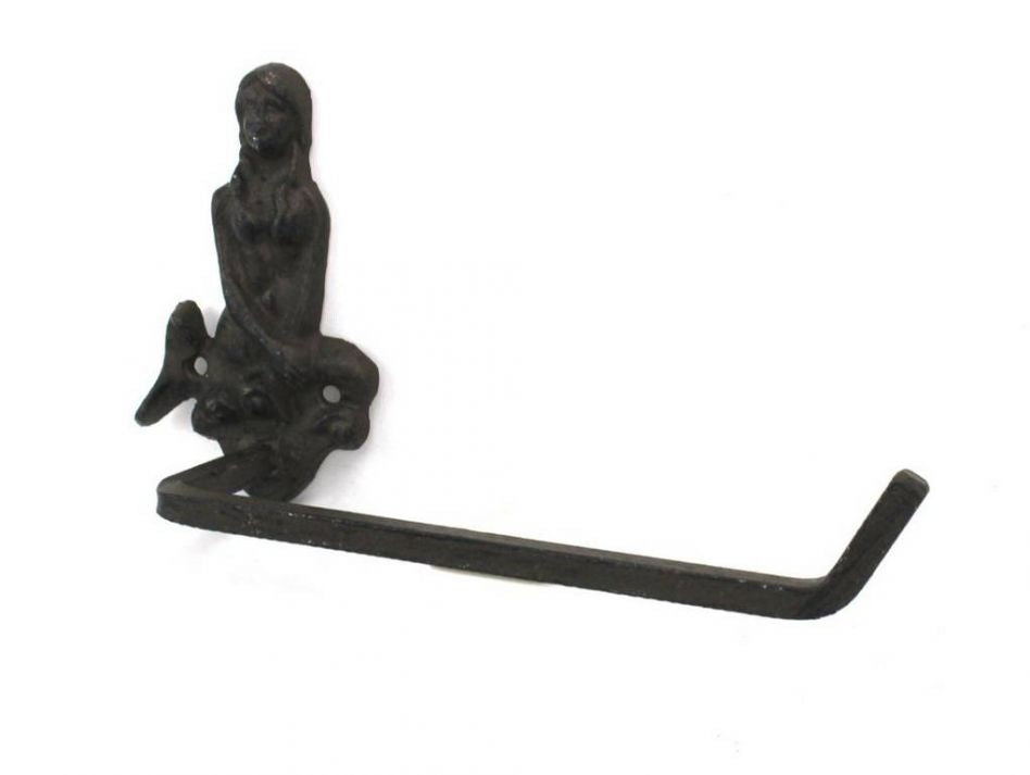 Cast Iron Mermaid Toilet Paper Holder 10""